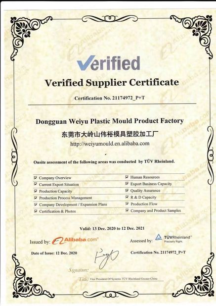 Porcellana Weiyu Plastic Mould and Product Ltd. Certificazioni